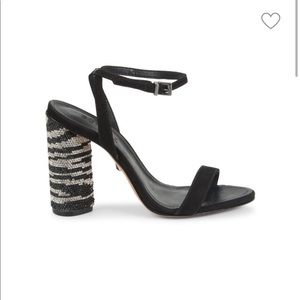 Schutz Miraceli Ankle-Strap Leather Sandals Block Heel Size 6.5